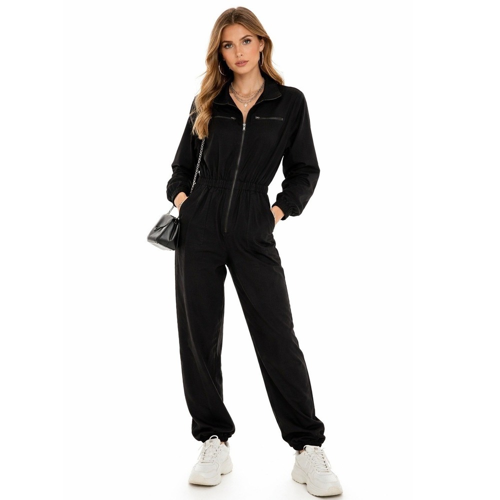 NWOT PrettyLittleThing‎ Black Streetwear Cargo Jumpsuit 8 M Utility Gorpcore New